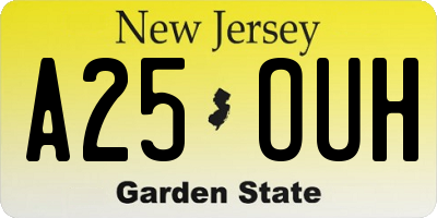 NJ license plate A25OUH