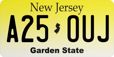NJ license plate A25OUJ