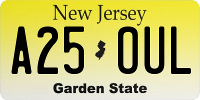 NJ license plate A25OUL