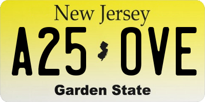NJ license plate A25OVE