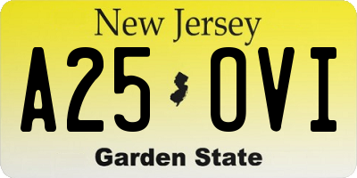 NJ license plate A25OVI