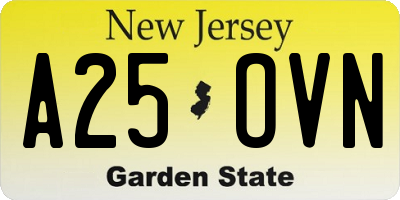 NJ license plate A25OVN