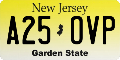 NJ license plate A25OVP