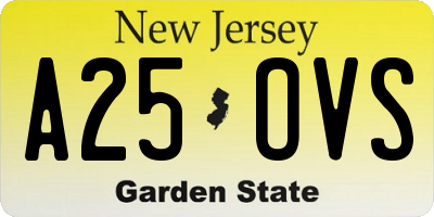 NJ license plate A25OVS