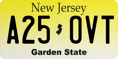 NJ license plate A25OVT