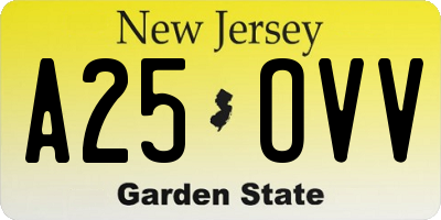 NJ license plate A25OVV