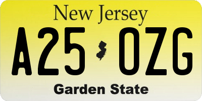 NJ license plate A25OZG