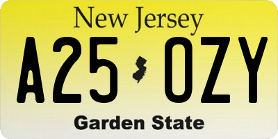 NJ license plate A25OZY