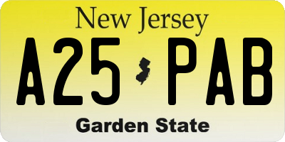 NJ license plate A25PAB