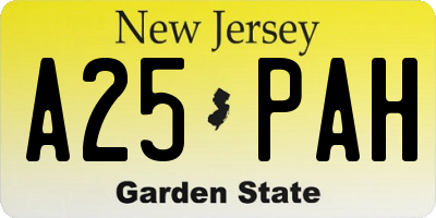 NJ license plate A25PAH
