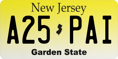 NJ license plate A25PAI
