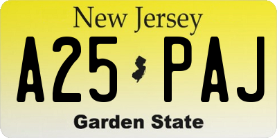 NJ license plate A25PAJ