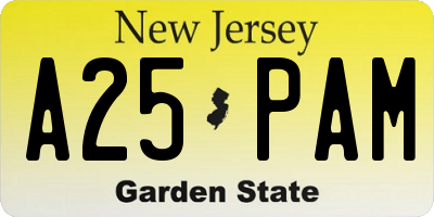 NJ license plate A25PAM