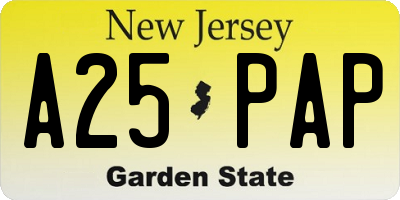 NJ license plate A25PAP