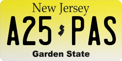 NJ license plate A25PAS