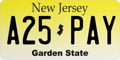 NJ license plate A25PAY