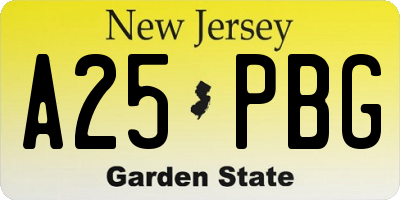 NJ license plate A25PBG