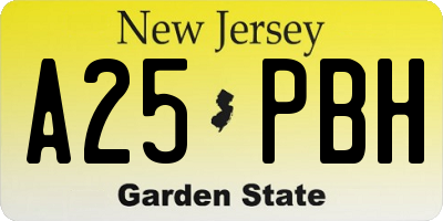 NJ license plate A25PBH
