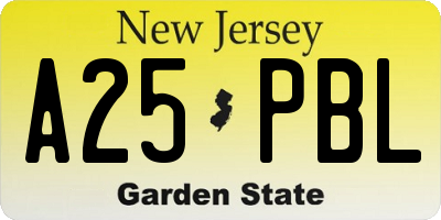 NJ license plate A25PBL