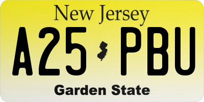 NJ license plate A25PBU