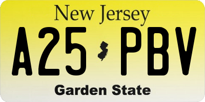 NJ license plate A25PBV