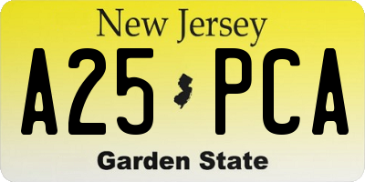 NJ license plate A25PCA