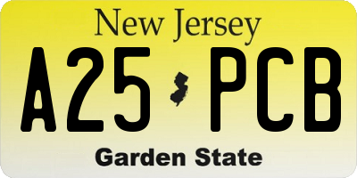 NJ license plate A25PCB