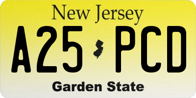 NJ license plate A25PCD