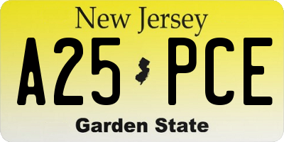 NJ license plate A25PCE