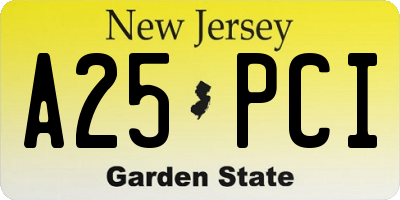 NJ license plate A25PCI