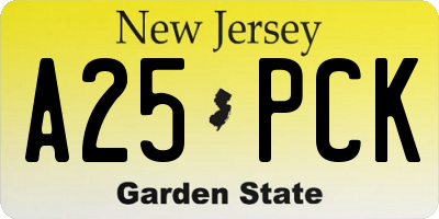 NJ license plate A25PCK