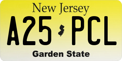 NJ license plate A25PCL