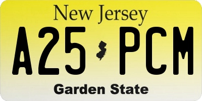 NJ license plate A25PCM