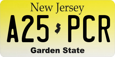 NJ license plate A25PCR