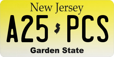 NJ license plate A25PCS