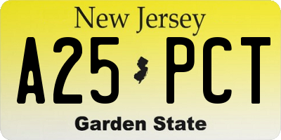 NJ license plate A25PCT