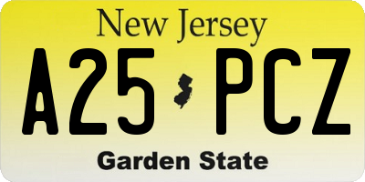 NJ license plate A25PCZ