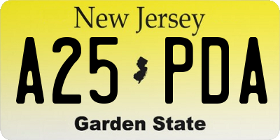 NJ license plate A25PDA