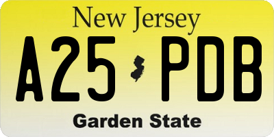NJ license plate A25PDB