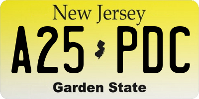 NJ license plate A25PDC