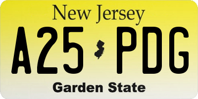 NJ license plate A25PDG