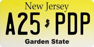 NJ license plate A25PDP