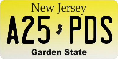 NJ license plate A25PDS