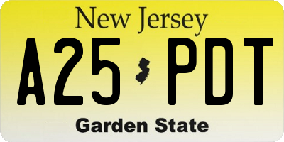 NJ license plate A25PDT
