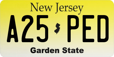 NJ license plate A25PED