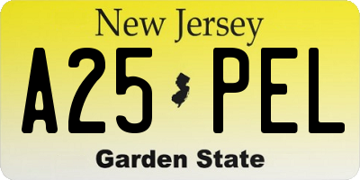 NJ license plate A25PEL