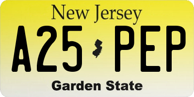 NJ license plate A25PEP