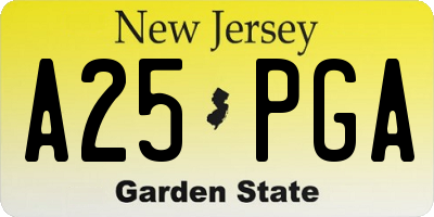 NJ license plate A25PGA