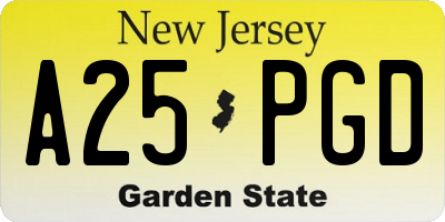 NJ license plate A25PGD