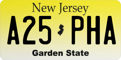 NJ license plate A25PHA